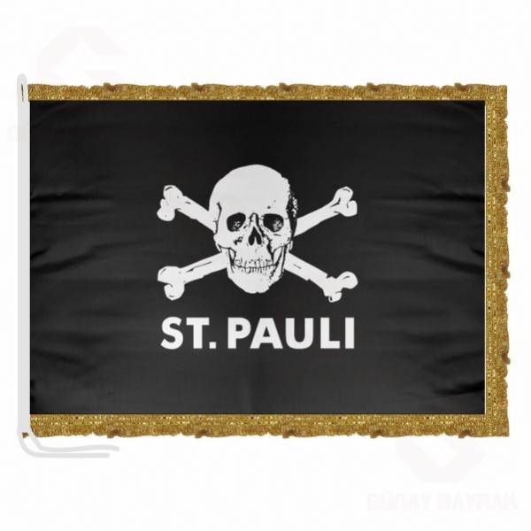 FC St Pauli Skull And Crossbones Saten Makam Bayra