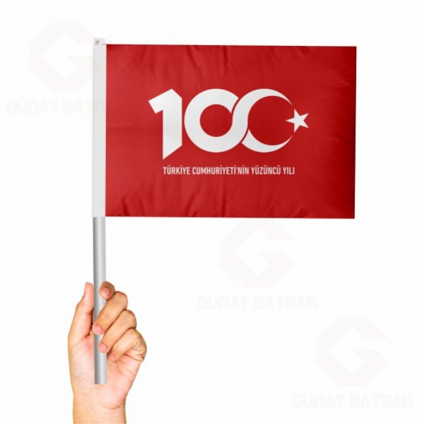 Krmz Trkiye Cumhuryetinin 100.Yl Sopal Bayrak