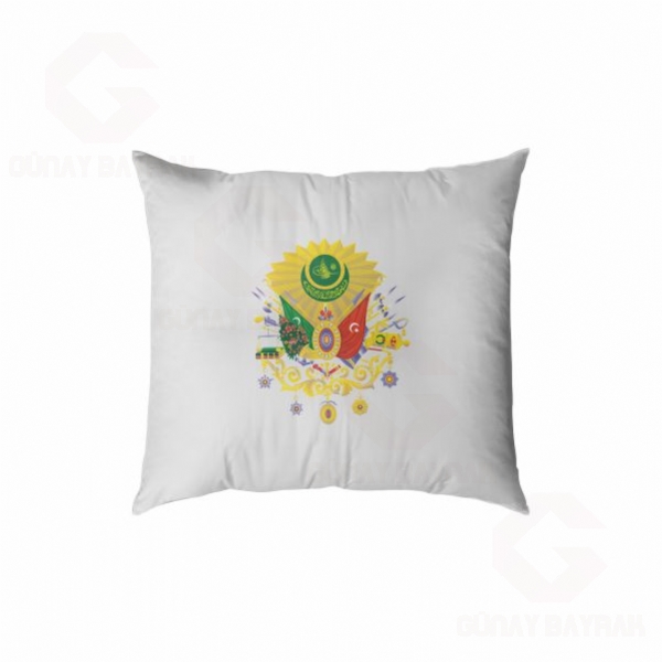 Beyaz Osmanl� Armas� Dijital Bask�l� Yast�k K�l�f�