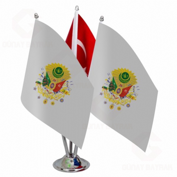 Beyaz Osmanl� Armas� ��l� Masa Bayra��