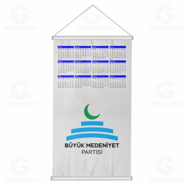 B�y�k Medeniyet Partisi Dijital Bask� Duvar Takvimi B�y�k Medeniyet Partisi Bez Takvim