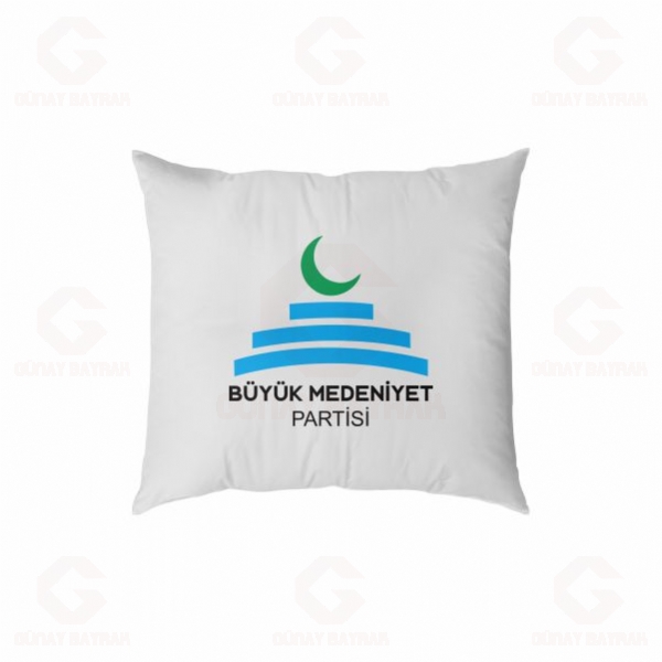 B�y�k Medeniyet Partisi Dijital Bask�l� Yast�k K�l�f�