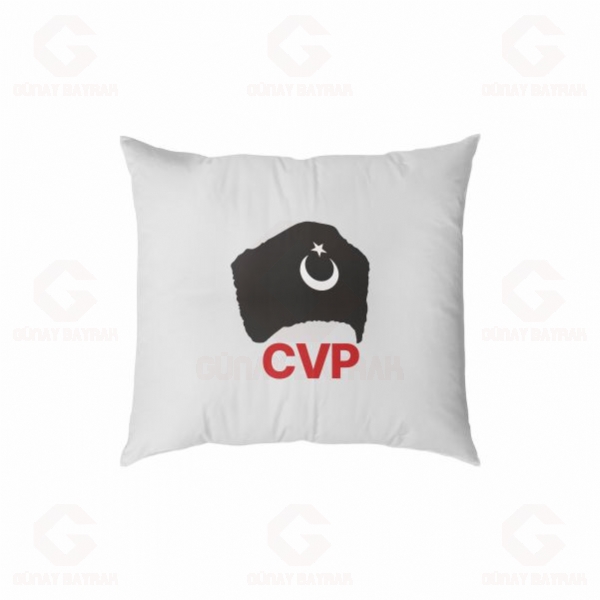CVP Cumhuriyet�i Vatanseverler Partisi Dijital Bask�l� Yast�k K�l�f�