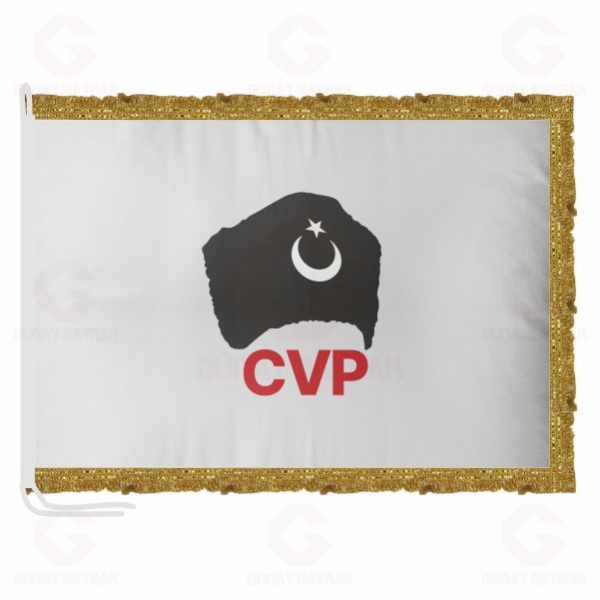 CVP Cumhuriyet�i Vatanseverler Partisi Saten Makam Bayra��