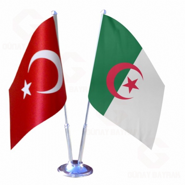 Cezayir 2 li Masa Bayraklar