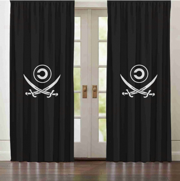 Copyleft Pirate Symbol Perde Perdeler
