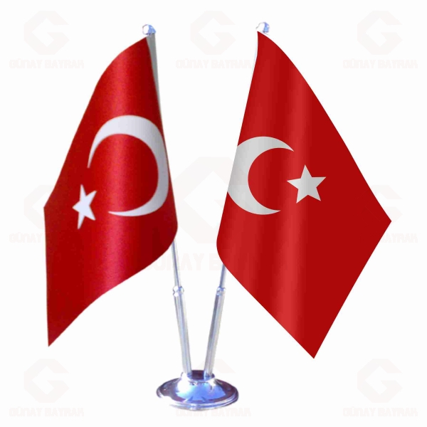 Kansu Turks 2 li Masa Bayraklar�