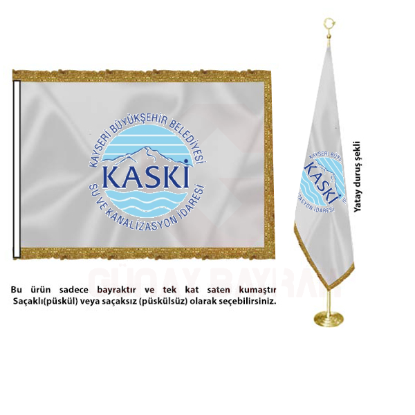Kayseri Büyükşehir Belediyesi Su ve Kanalizasyon İdaresi Saten Makam Bayrağı
