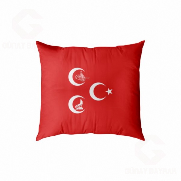 K�rm�z� 3 Hilal Osmanl� Kurt Dijital Bask�l� Yast�k K�l�f�