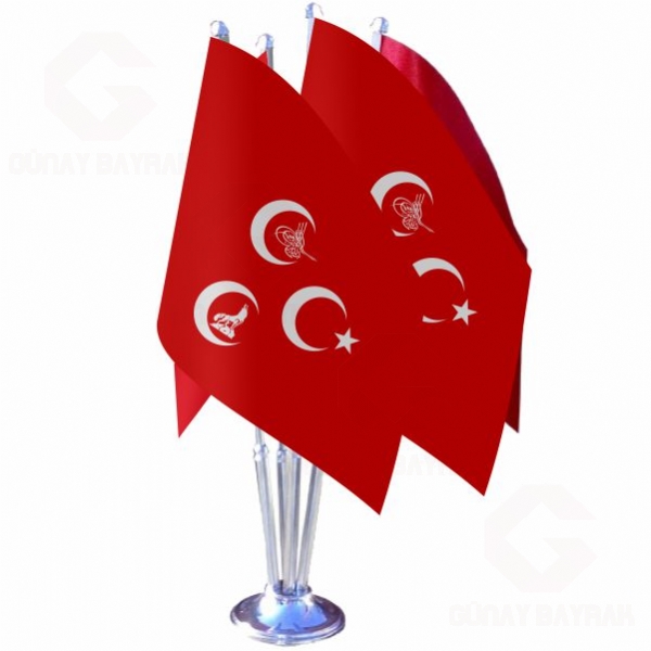 K�rm�z� 3 Hilal Osmanl� Kurt D�rtl� Masa Bayra��