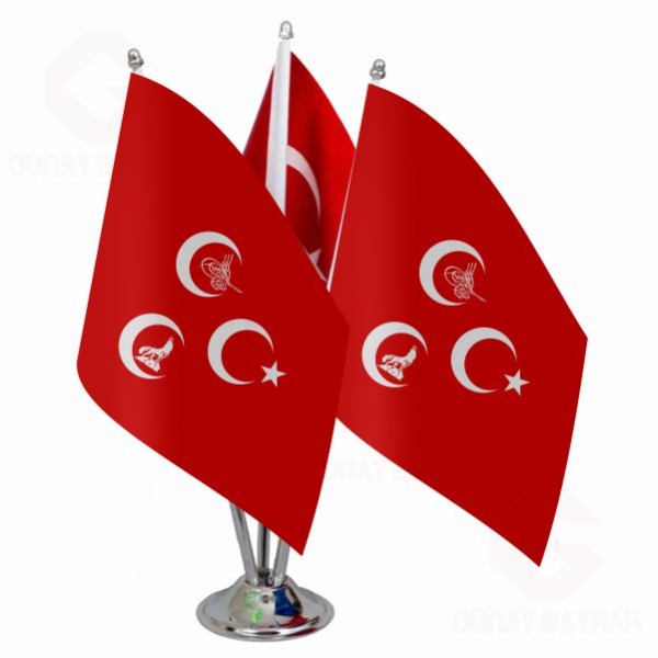 K�rm�z� 3 Hilal Osmanl� Kurt ��l� Masa Bayra��
