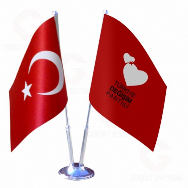K�rm�z� T�rkiye De�i�im Partisi 2 li Masa Bayraklar�