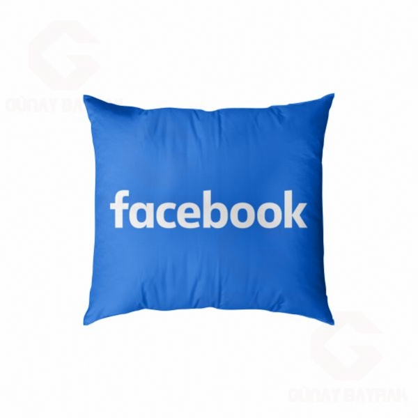 Mavi Facebook Dijital Baskl Yastk Klf
