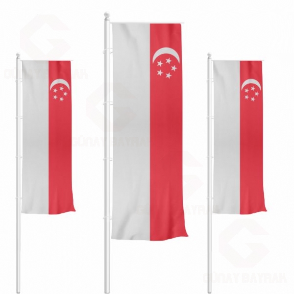 Singapur Dikey ekilen Bayraklar