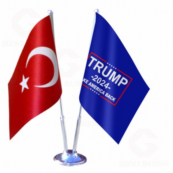 Trump 2 li Masa Bayraklar�