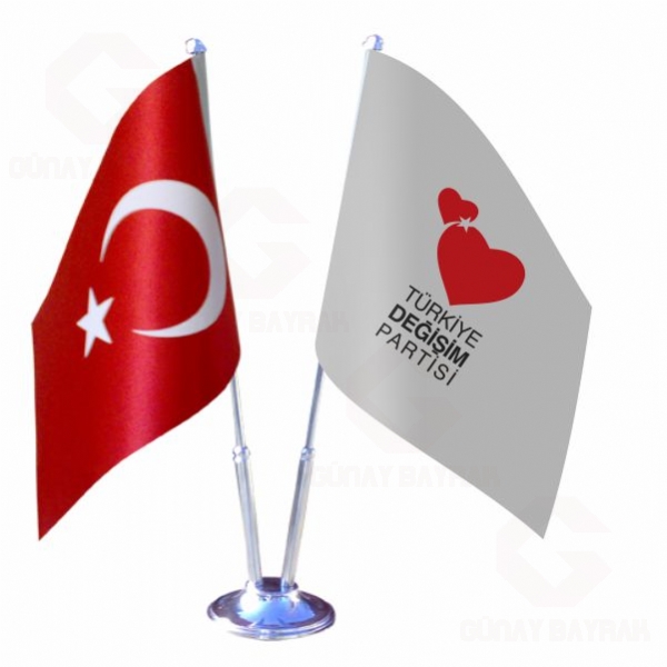Trkiye Deiim Partisi 2 li Masa Bayraklar