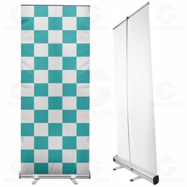 Turkuaz Beyaz Damal� Roll Up Banner