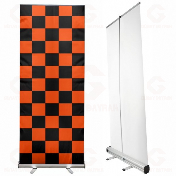 Turuncu Siyah Damal� Roll Up Banner