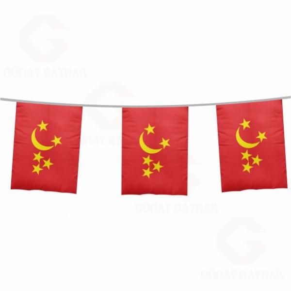 Yediehir Uygur Hanl pe Dizili Kare Bayraklar