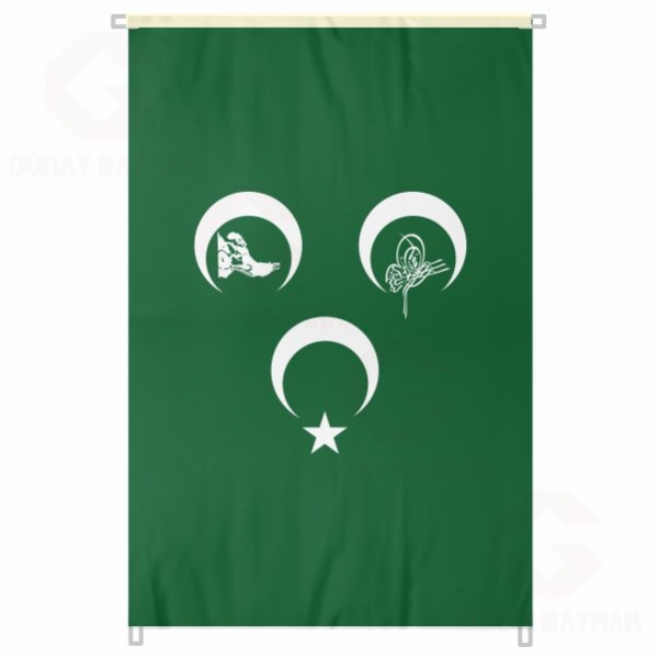 Ye�il 3 Hilal Osmanl� Kurt Bina Boyu B�y�k Bayrak