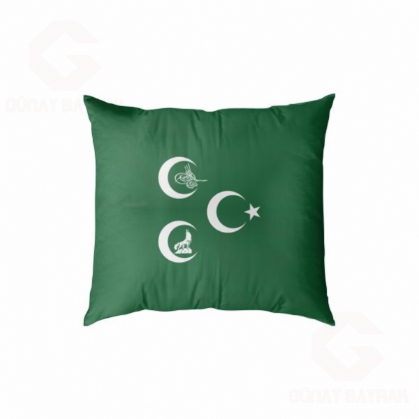 Ye�il 3 Hilal Osmanl� Kurt Dijital Bask�l� Yast�k K�l�f�