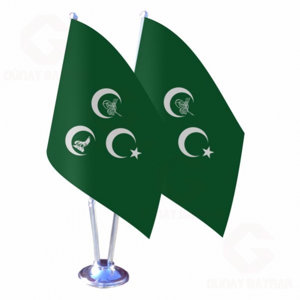 Ye�il 3 Hilal Osmanl� Kurt ikili Masa Bayra��