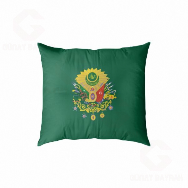 Ye�il Osmanl� Armas� Dijital Bask�l� Yast�k K�l�f�