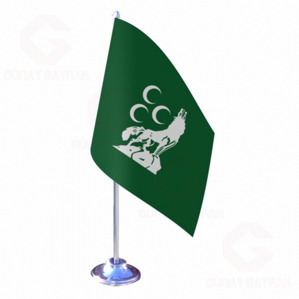 Ye�il �� Hilal Kurt Tekli Masa Bayra��