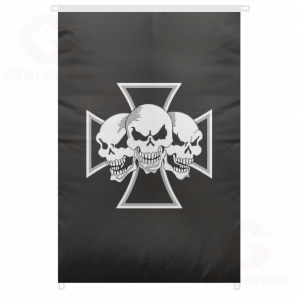�ron Cross Skull Bina Boyu B�y�k Bayrak