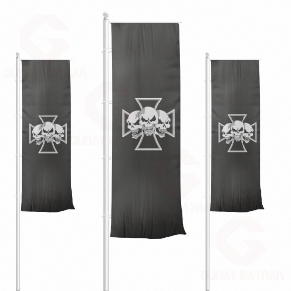 �ron Cross Skull Dikey �ekilen Bayraklar