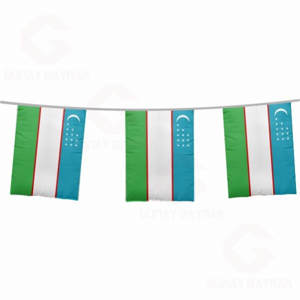 �zbekistan �pe Dizili Kare Bayraklar